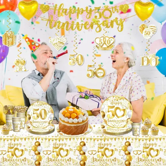 162pc 50th Anniversary Decorations - Tableware {4}