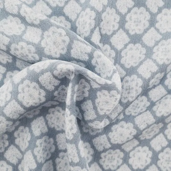 1 Yard Rayon Crinkle Fabric Blue and Off White For Skirts Tops And Accessories 50/52 Inches Width {1}