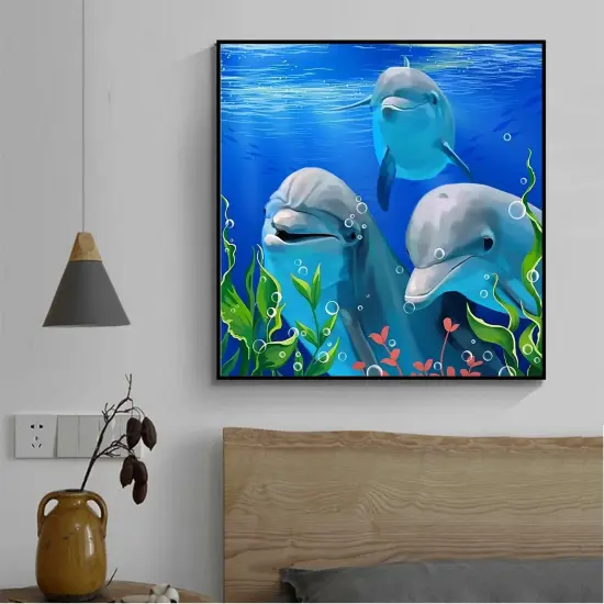 Dolphins Diamond Painting Kits 13.78X13.78 Inch {5}