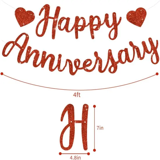 Red Happy Anniversary Banner {2}