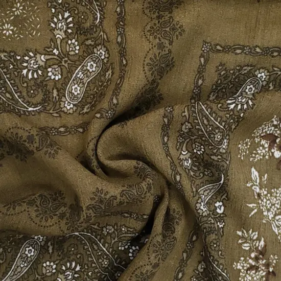 1 Yard Military Olive Rayon Crinkle Lightweight 50/52" Wide Textured Apparel Fabric {1}