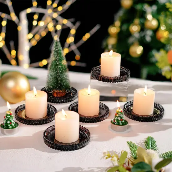 Glass Pillar Candle Holder Plate {4}