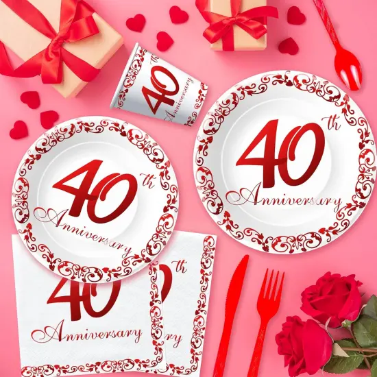 40th Anniversary Decorations Party Tableware - Ruby {5}