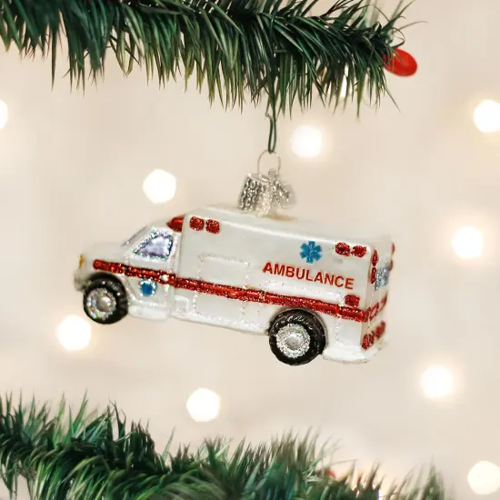 Old World Christmas 2.0 Inch Ambulance Christmas Tree Ornament , Christmas Decor Owc Ornament Paramedic White {3}