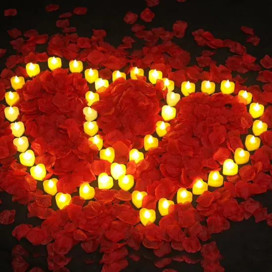 6000 Pcs Artificial Rose Petals with 72 Pcs Romantic Flameless Candles {3}
