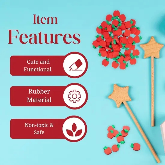 4E's Novelty 144 Mini Apple Erasers Bulk Welcome Back to School Gifts for Students First Day of School, Teachers Classroom Supplies Stationary, Student Reward Prizes, Math Manipulatives Counters {4}