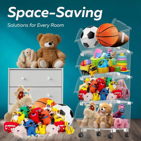 Plastic Stackable Storage Bins Clear - 4 Pack {2}