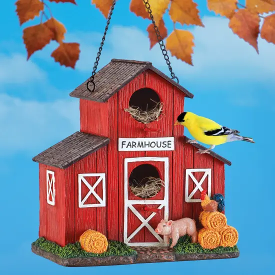 Collections Etc Hand-Painted Farmhouse Hanging Birdhouse {1}