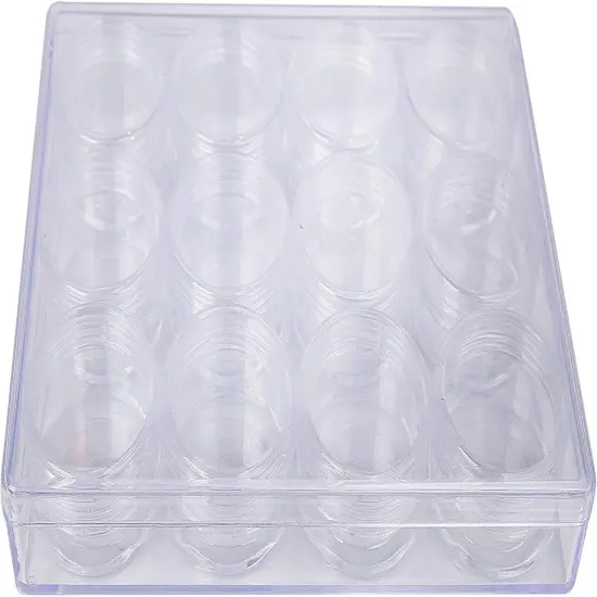 The Beadsmith Personality Case - Clear Storage Organizer Box &ndash; 6.4 x 4.8 x 1 inches - Includes 12 Small Containers with lids - 1.5 x 0.8 inches, Bead Holder {5}