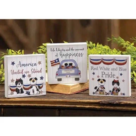 Americana United We Stand Wooden Block Set with Patriotic Quotes 3 Asstd. {2}