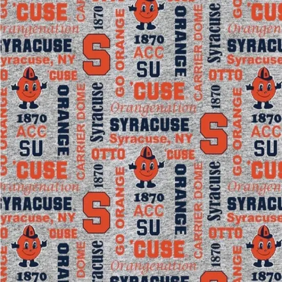 Licensed NCAA Syracuse University Heather Verbiage Fleece SYR1162 Fabric by the Yard {1}