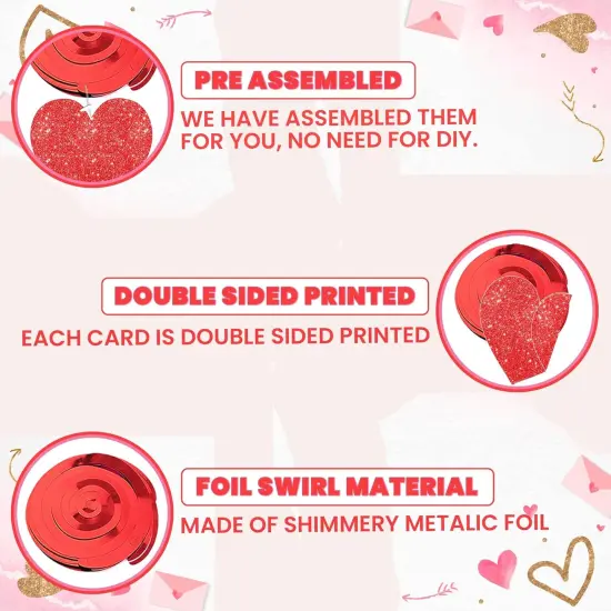 Glitter Red Hanging Heart Swirls - Pack of 30 {5}