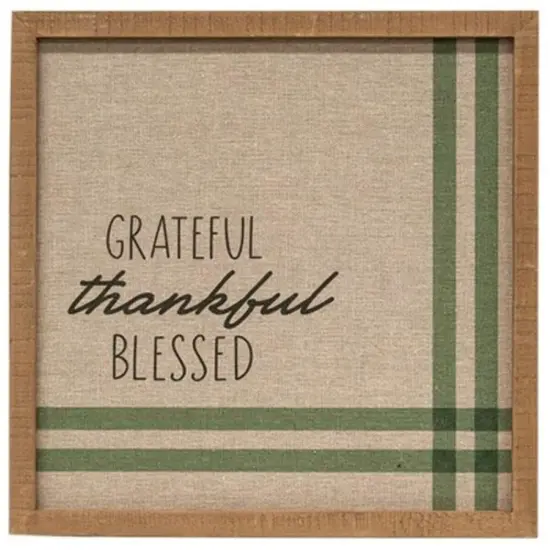Pumpkin Spice Season 12 Inch Framed Wall Art with Check Design Grateful Thankful {3}