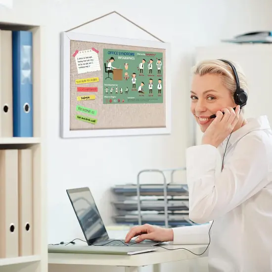 6 Pack Wood Bulletin Cork Boards with Linen 12''x 16'' {5}