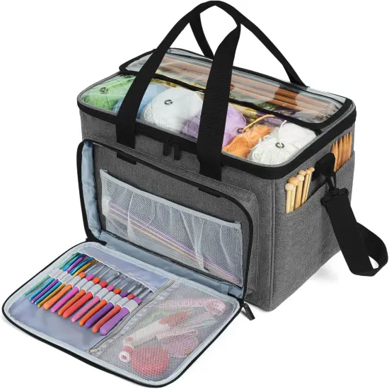 Knitting Bag - Yarn Tote Organizer with Inner Divider {1}