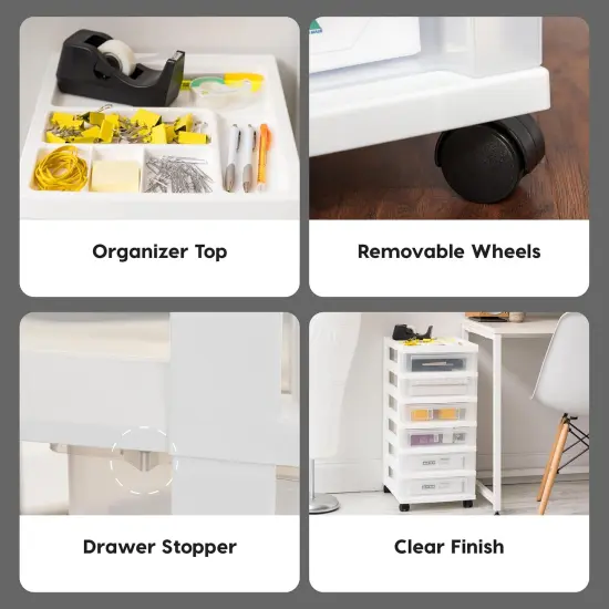 Plastic Drawer Storage Organizer Rolling Cart {3}
