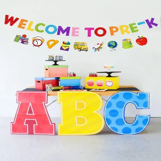 Welcome to PRE-K Banner - Back to School Decorations Supplies {2}