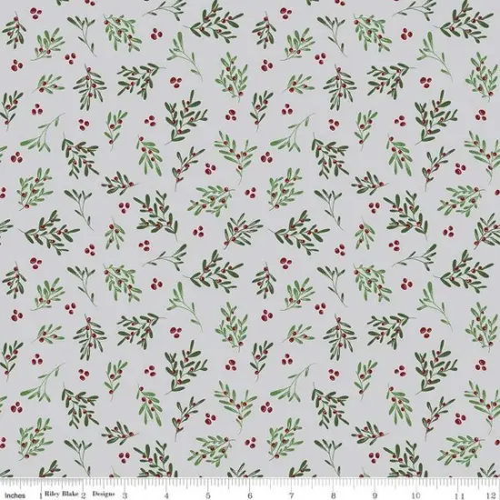 Mistletoe in Silver (c16403-silver) | Mistletoe & Holly | Beverly McCullough | Riley Blake {1}