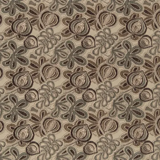 Sand - AquaTeal,brown Floral Upholstery Fabric 54 Inches" {1}