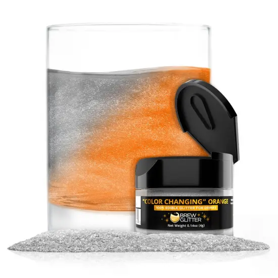 Brew Glitter - Orange Color Changing Edible Drink Glitter (4g, x1 Flip-Cap Jar) for Beer, Cocktails and Beverages {1}