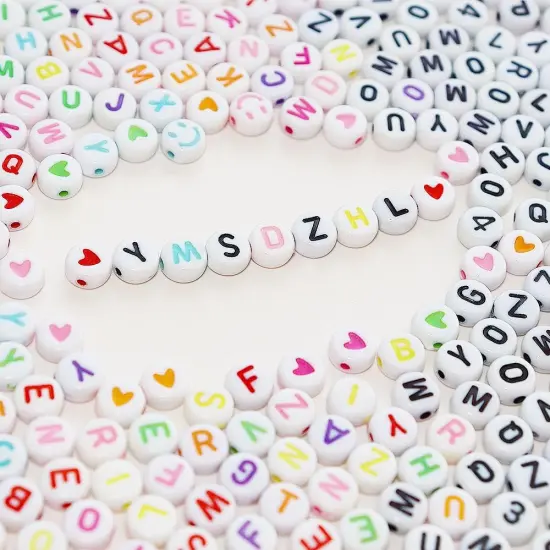 2Box 2500Pcs+ Alphabet Letter Beads, 4x7 mm A-Z and Smile, Heart, Figure,Acrylic Beads, Beads for Jewelry Making, Beads for Bracelet Making Kits Beads {3}