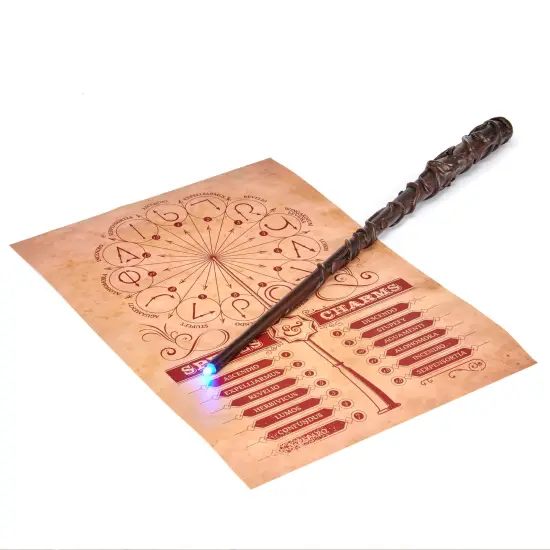 Wizarding World: Deluxe Lumos Wand - Hermoine Granger - 14" Hand-Painted Replica, LED Tip, Spell Poster, Collectible Harry Potter Toy, App Photo Play {3}