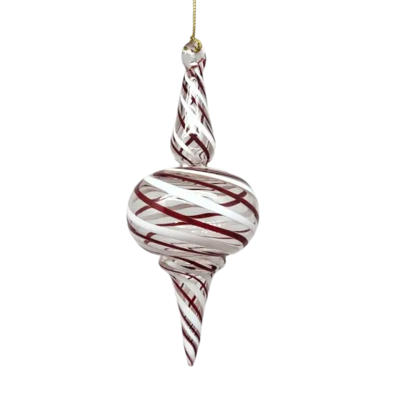 Peppermint Striped Spire Glass Ornament {2}