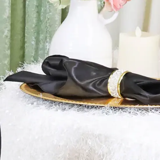 10 Pieces Black Ruffled Spandex Chair Bands for Classic Event Elegance 8x13 inches {5}