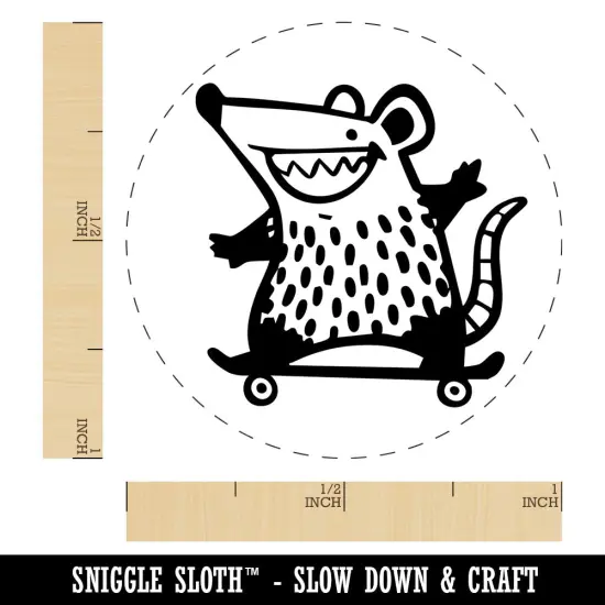 Awesome Opossum on Skateboard Sport Self-Inking Rubber Stamp Crafting Planners Green {1}