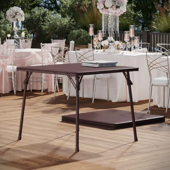 Emma and Oliver Foldable Card Table with Vinyl Table Top - Game Table - Portable Table {3}