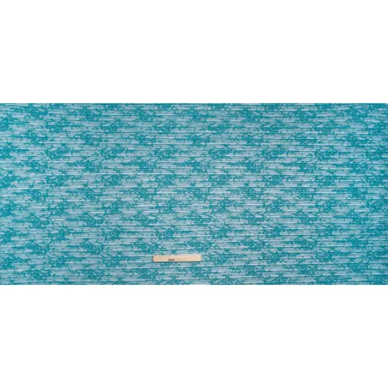 1 Yard Turquoise Floral Plisse Lace Designer Deadstock Polyester 56 inch Width {3}