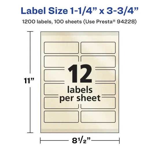 Avery Pearlized Ivory Rectangle Labels with Sure Feed Technology, Print-to-the-Edge, 1.25" x 3.75" {5}