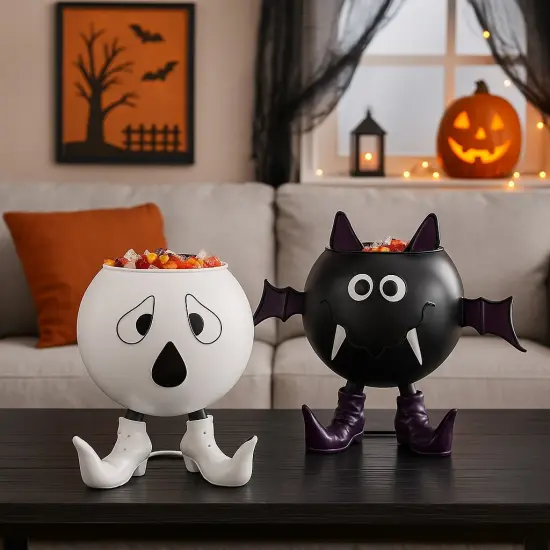 Ghost w/ Heels Halloween Trick or Treat Candy Bowl Basket {3}