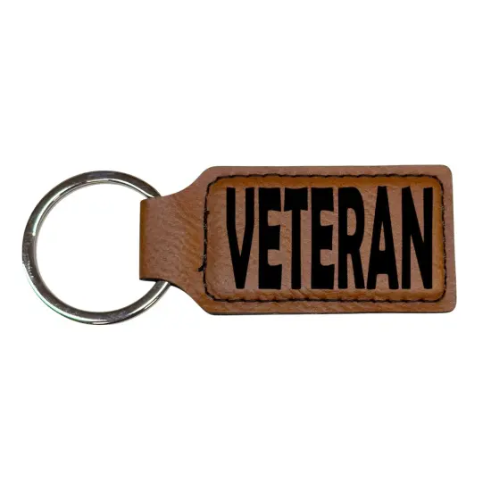Keychain - Rectangle - Veteran - Leather Pink/Black {4}