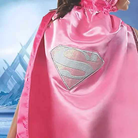 Pink Supergirl Cape Costume Accessory for Kids with White Logo Design {2}
