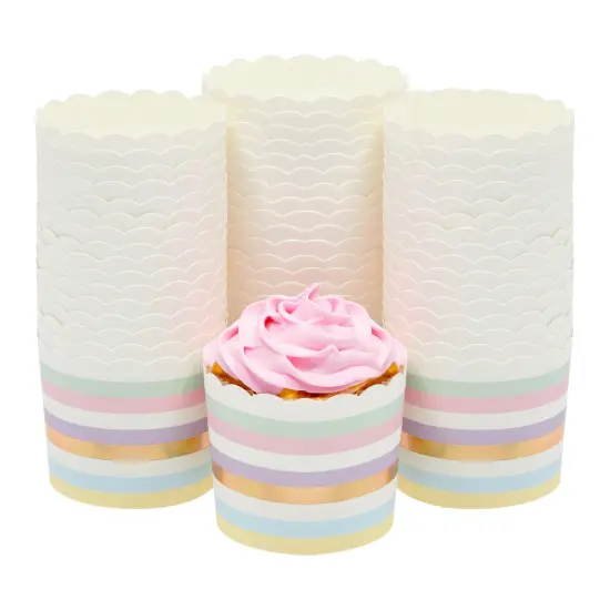 50-Pack Pastel Cupcake Liners - Large Paper Baking Cups for Birthdays, Home Baking, Bake Sales, Bridal Showers (2.2 In) Gold {1}