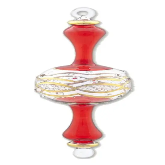 Elegant Gold Etched Glass Rattle Ornament - Christmas Red {1}