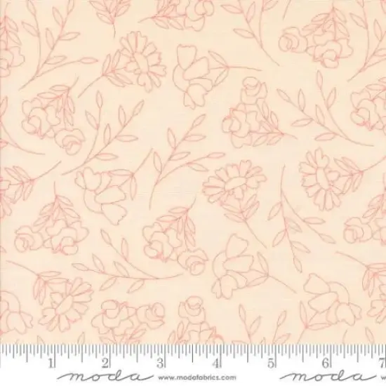 Abloom Pale Pink Spring Sketch Florals 44"/45" Fabric Per Yard {1}