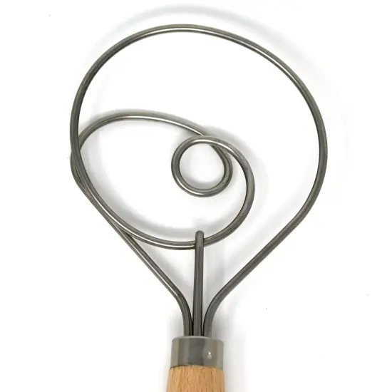 Norpro 12-inch Danish Dough Whisk, Wooden Dutch Whisk with Stainless Steel Dough Hook {5}