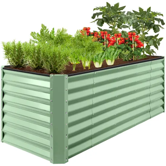 Best Choice Products 8x2x2ft Outdoor Metal Raised Garden Bed, Planter Box for Vegetables, Flowers, Herbs Wood Grain {7}