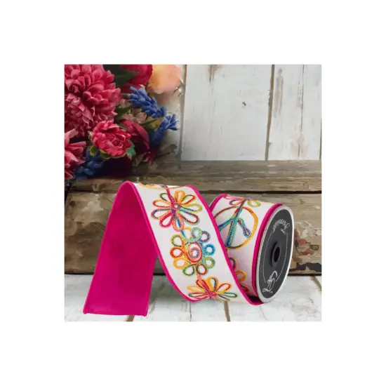 2.5" Whimsy Hippie Ribbon: Hot Pink (10 Yards) {3}