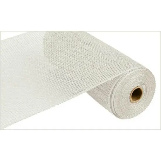 10" Poly Burlap Mesh Ribbon: White {1}