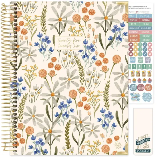 bloom daily planners 2025-26 Academic Planner, Hard Cover, 8.5" x 11", Whimsical Wildflowers {1}