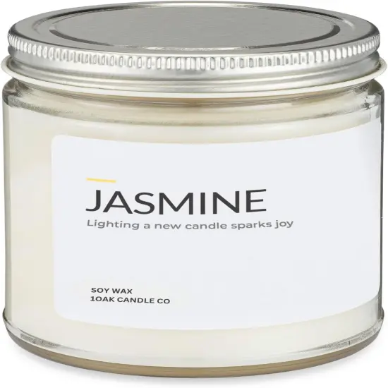 Jasmine Candle - Soy Wax Scented Candles (Jasmine) - Soy Candles for Home Scented - Long Burning Premium - Hand-Poured (7oz.) {5}