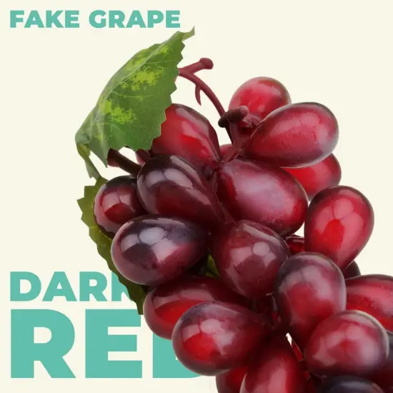 4 Bunches - Artificial Grapes Fake Plastic Fruit Dark Red Grapes String Model Decoration {2}