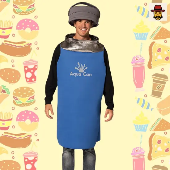 Adults Aqua Can Water Bottle Costume with Hat Making it Perfect for Parties {3}