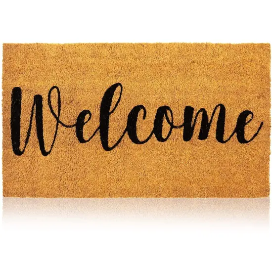 Natural Coir Doormat, Welcome Mat for Front Door (30 x 17 In) Brown {1}