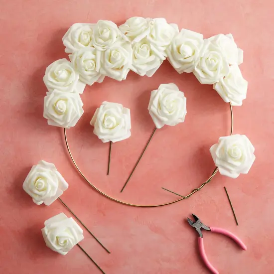 Bright Creations 3" Artificial Rose Flowers 60pcs Real Looking Fake Rose with Stem for DIY Wedding Bouquets and Bridal Shower, Cream White {4}