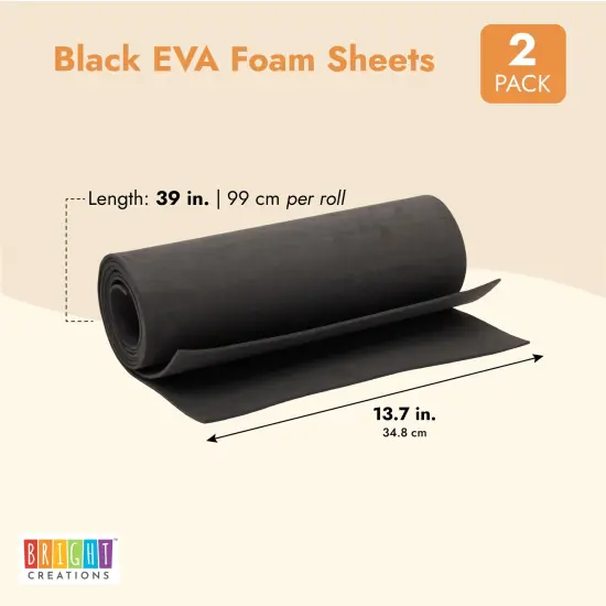 Bright Creations 2-Pack EVA Foam Rolls, 3mm Thick High-Density Formable Black Foam Sheets for Crafting, Cosplay Costumes, DIY Armor and Halloween Decorations, 14 x 39-Inch {4}