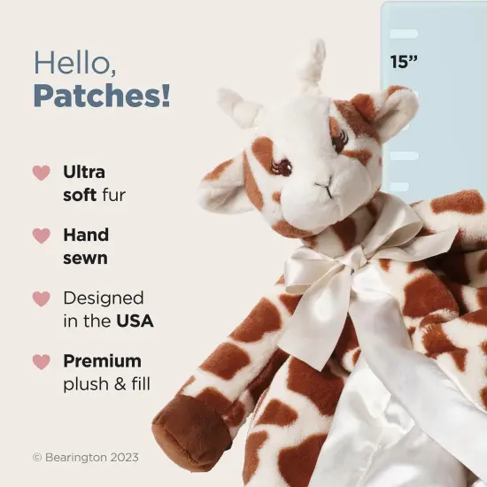 Bearington Baby Patches Snuggler, 15 Inch Giraffe Plush Stuffed Animal Security Blanket Lovey for Babies Multicolor {2}